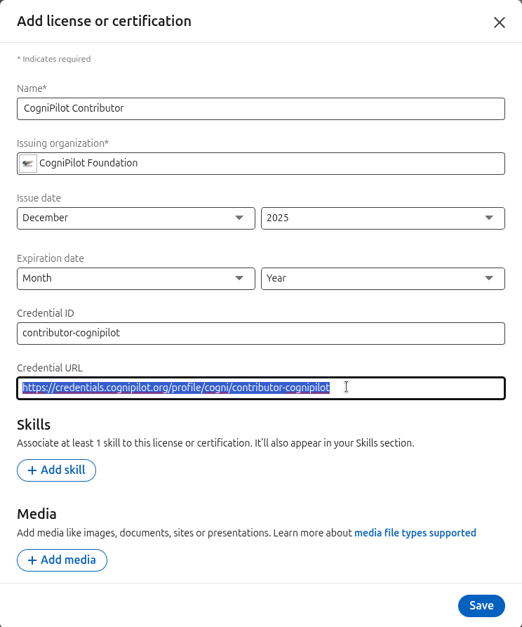 Copy the credential URL