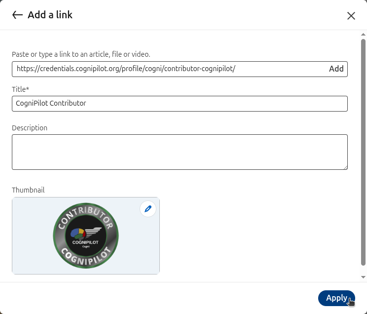 Click Apply to add the media